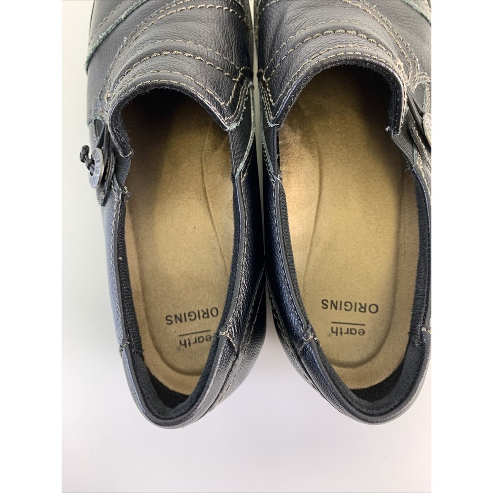 Earth Origins Tamara Tami Slip On Shoe Black Leather Comfort Medallion Womens 9 - Picture 6 of 10